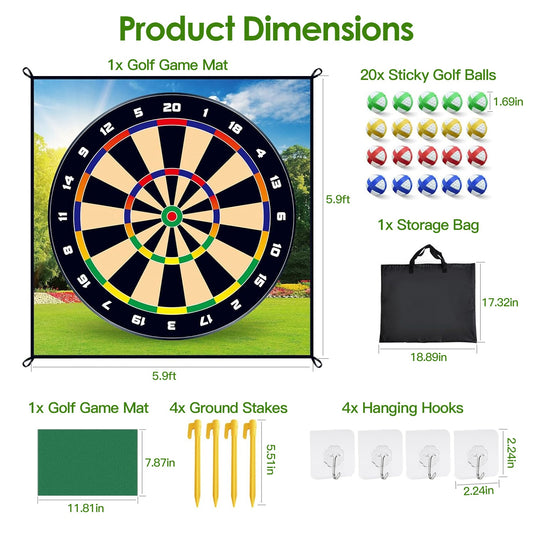 Sportiva Golf Chipping Dart Game Set – Sticky Balls, Hanging Mat & Outdoor Stakes