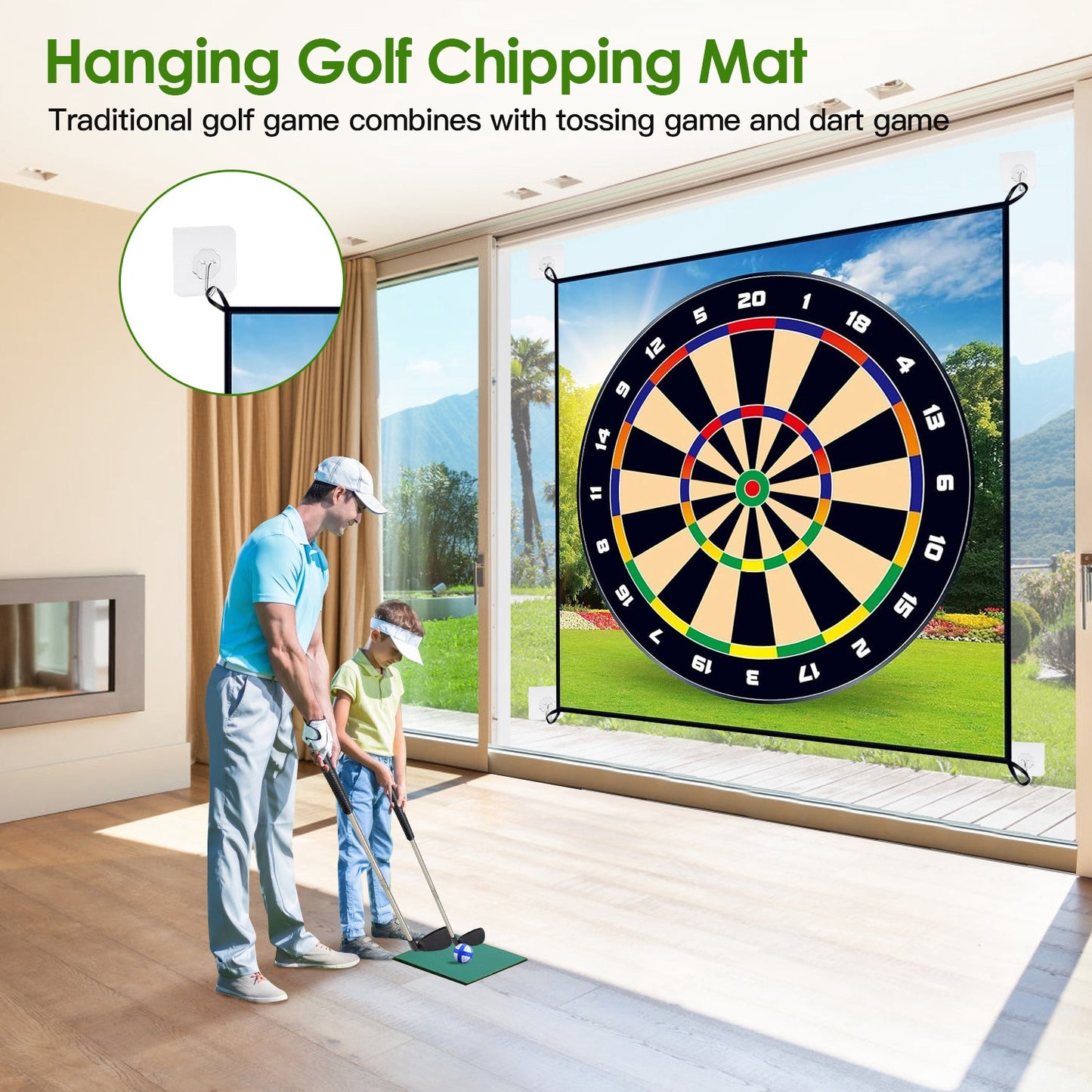 Sportiva Golf Chipping Dart Game Set – Sticky Balls, Hanging Mat & Outdoor Stakes