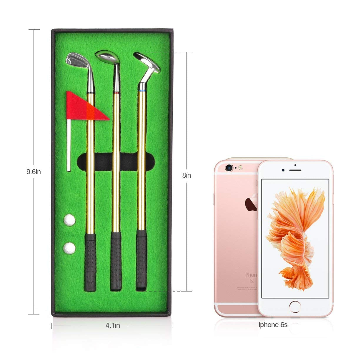 Sportiva Desktop Mini Golf Putting Green Pen Set – Metal Club Ballpoint Pens