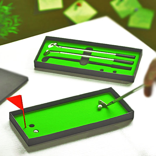 Sportiva Desktop Mini Golf Putting Green Pen Set – Metal Club Ballpoint Pens