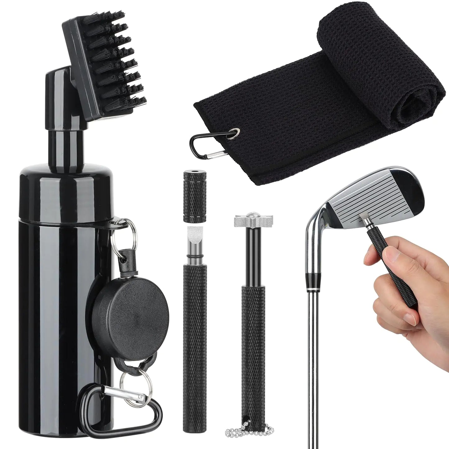 Premium Golf Cleaning Kit – Brush, Groove Sharpener, Water Brush & Microfiber Towel (4-in-1 Set)