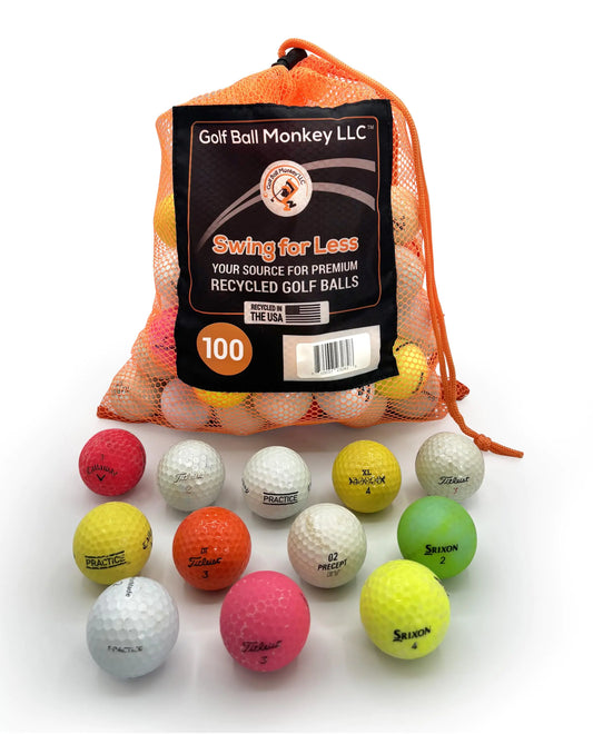 Sportiva Bulk Golf Balls (100-Pack) – Recycled Golf Balls for Practice, Hit-Away & Shag Bag Training – Assorted Brands with Mesh Carry Bag