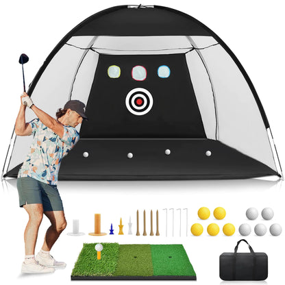 10x7 ft All-in-One Golf Practice Net Set – Backyard Driving, Chipping & Swing Training Kit with Target, Mat, Balls & Carry Bag