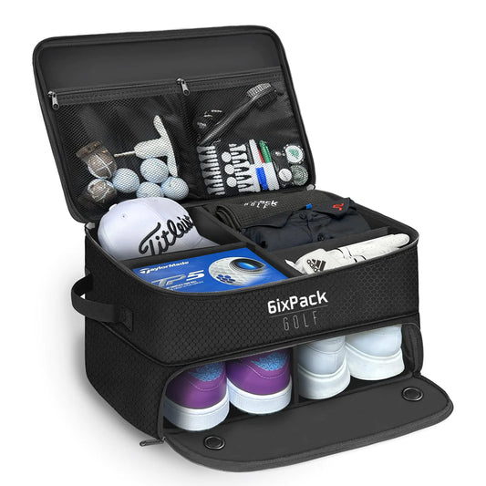 2-Layer Golf Trunk Organizer – Waterproof Storage Locker with Ventilated Shoe Compartment & Multi-Pocket Gear Organizer