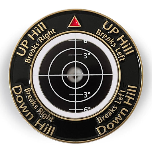 Black & Gold Golf Green Reading Tool – Bubble Level Ball Marker