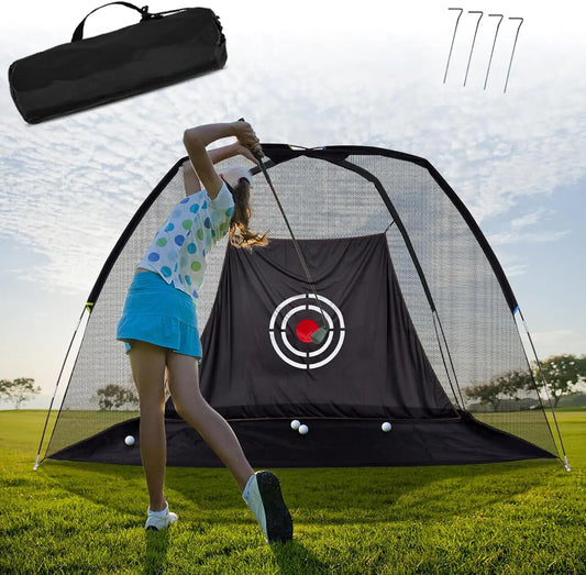 Premium Golf Practice Hitting Net – 10×6×7 FT Backyard Swing Trainer with Target Sheet – Durable Nylon Golf Training Net for Home or Outdoor