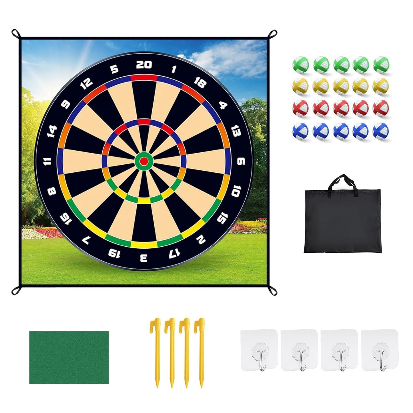 Sportiva Golf Chipping Dart Game Set – Sticky Balls, Hanging Mat & Outdoor Stakes