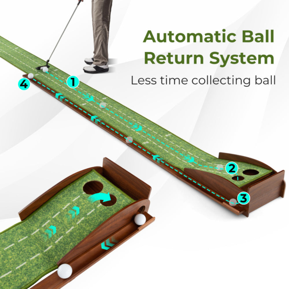 Sportiva Premium Putting Mat Trainer – Auto Ball Return & Dual Hole Sizes