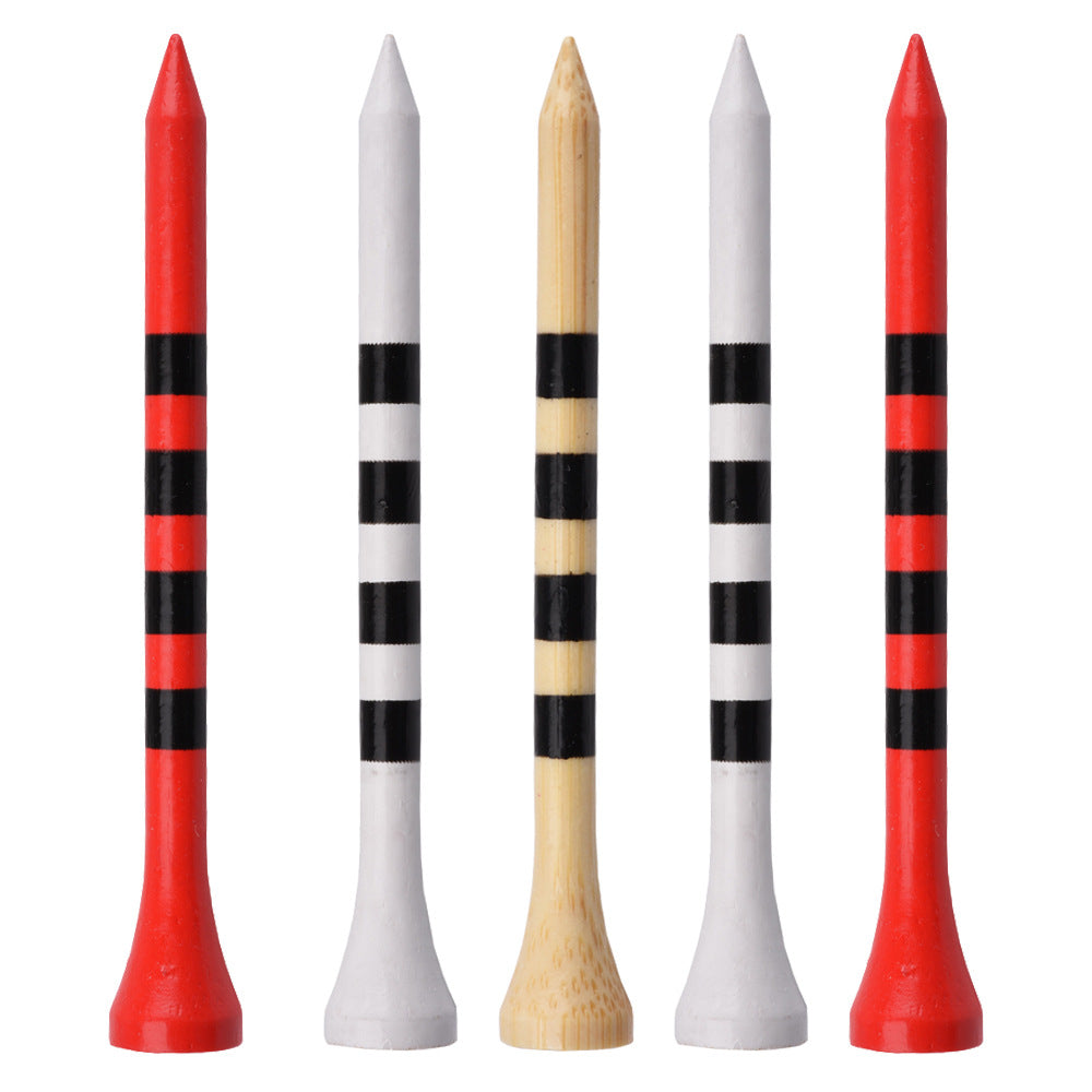 Golf Bamboo Tees – Striped Height-Guide Wooden Tees (100 Pack)
