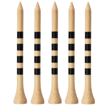 Golf Bamboo Tees – Striped Height-Guide Wooden Tees (100 Pack)