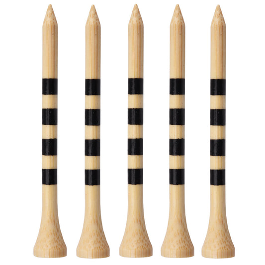 Golf Bamboo Tees – Striped Height-Guide Wooden Tees (100 Pack)