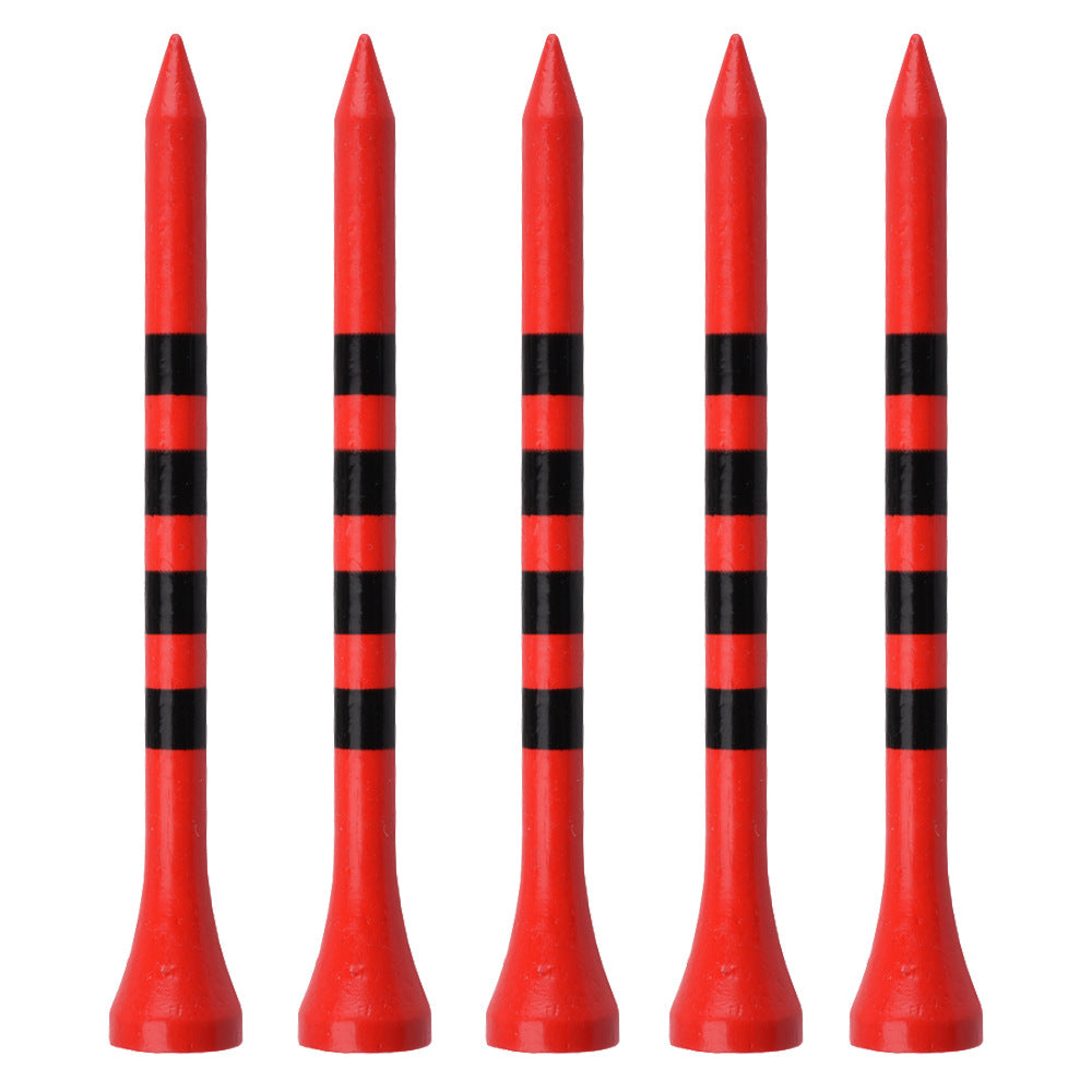 Golf Bamboo Tees – Striped Height-Guide Wooden Tees (100 Pack)