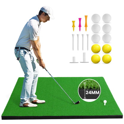 Abosi 5×4 ft Premium Golf Hitting Mat – 24mm Thick Turf, Anti-Slip Base, Indoor/Outdoor Practice Mat with Tees & Brush